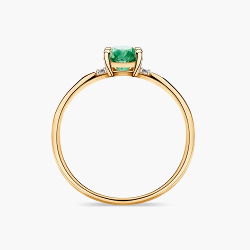 Pierścionek zaręczynowy SAVICKI: złoty, szmaragd, diamenty